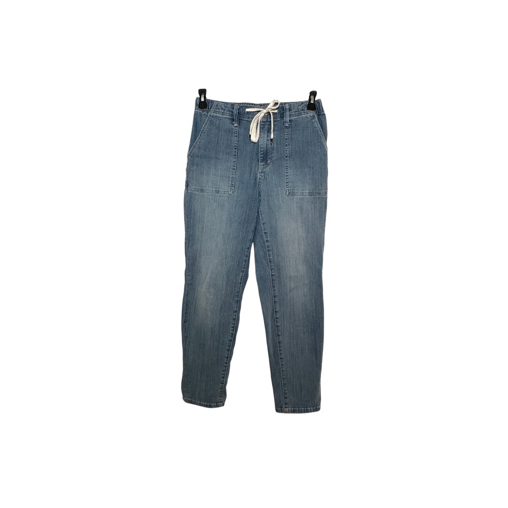 Judy Blue Jeans Women's 7/28 Light Wash Drawstring Elastic Waist Utility Denim